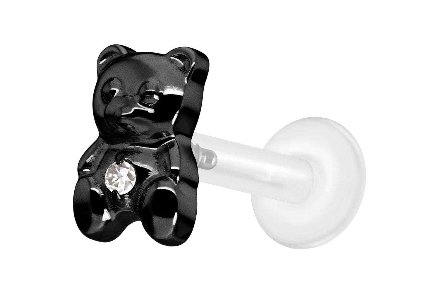 PTFE Labret Piercing mit Innengewinde + Titan-Aufsatz TEDDYBÄR